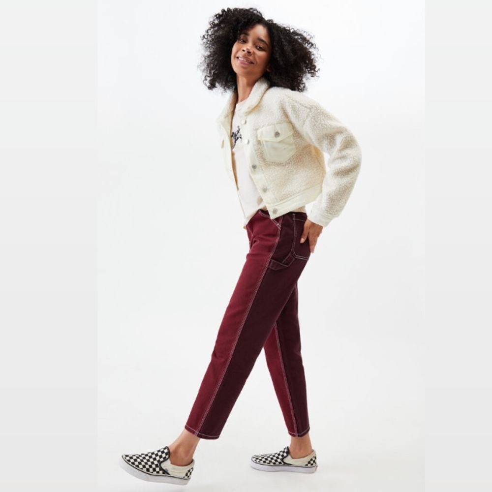 PacSun Burgundy High Waisted Carpenter Pants